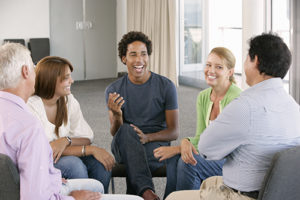 Smiling group session at a Florida painkiller detox center